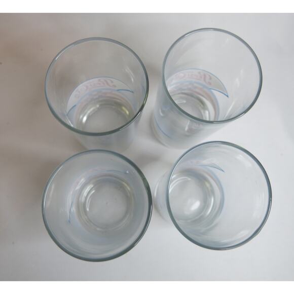 Vintage PEPSI Cola Glasses  Set 4 Logo Stripes Tall 6\